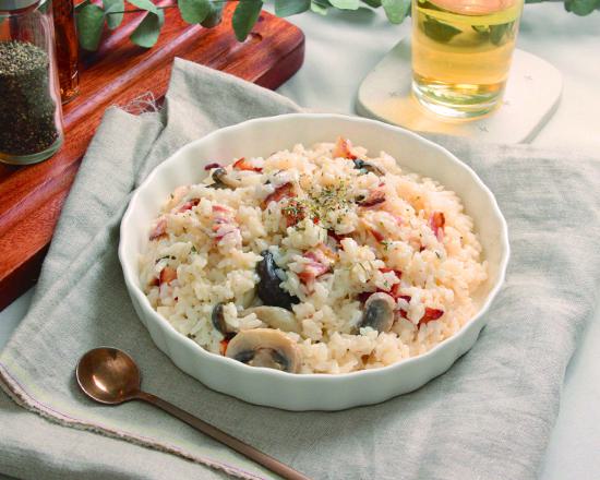 奶油培根野菇燉飯