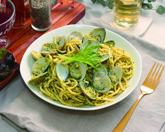 羅勒青醬蛤蠣義大利麵